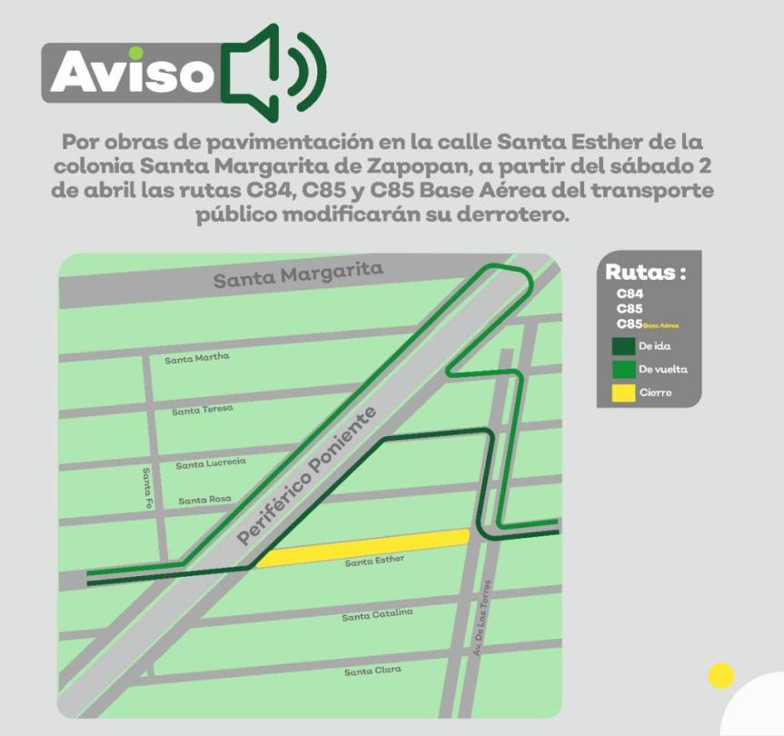 Por obras de pavimentación las rutas C84 y C85 modificarán su&nbsp;derrotero